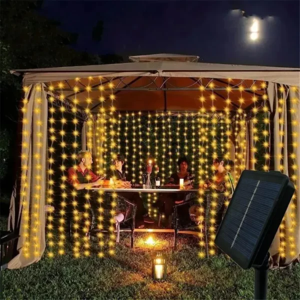 3x3M 300 LED Solar Curtain String Lights