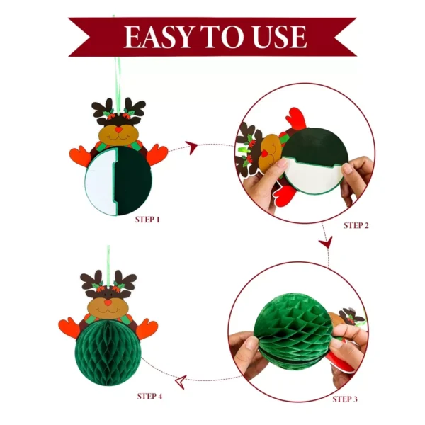 Honeycomb Paper Christmas Ornament Hanging Decoration - Image 6