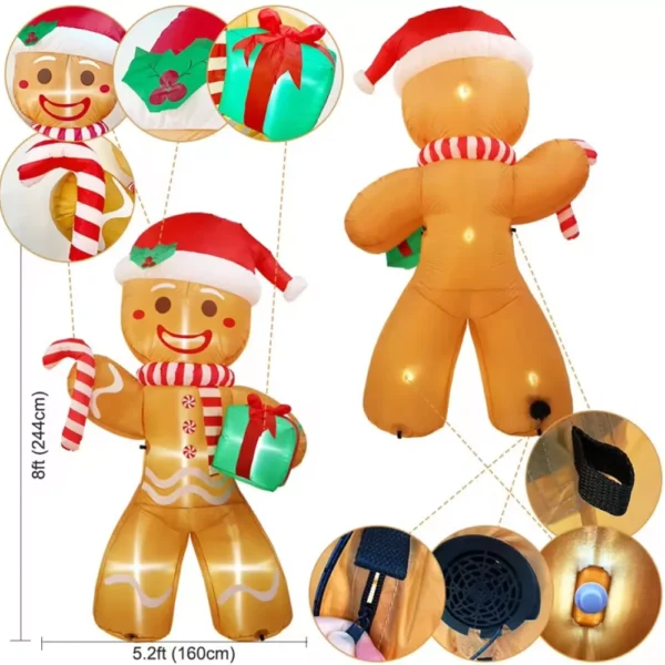 8FT Christmas Inflatable Gingerbread Man - Image 6