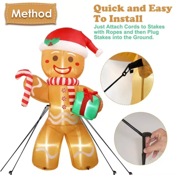 8FT Christmas Inflatable Gingerbread Man - Image 4