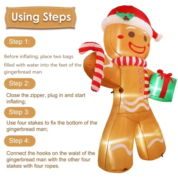 8FT Christmas Inflatable Gingerbread Man - Image 5