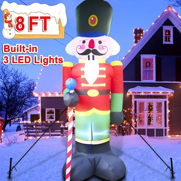 2.4M LED-Lit Inflatable Nutcracker Soldier Decoration - Image 2