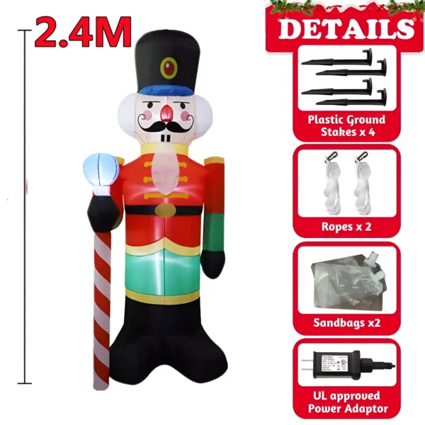 2.4M LED-Lit Inflatable Nutcracker Soldier Decoration - Image 4