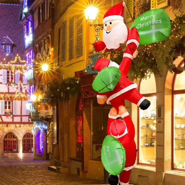 8FT LED Christmas Climbing Santas Inflatable - Image 2