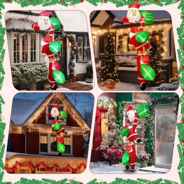 8FT LED Christmas Climbing Santas Inflatable - Image 3