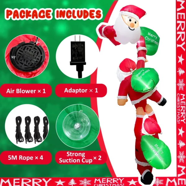 8FT LED Christmas Climbing Santas Inflatable - Image 6