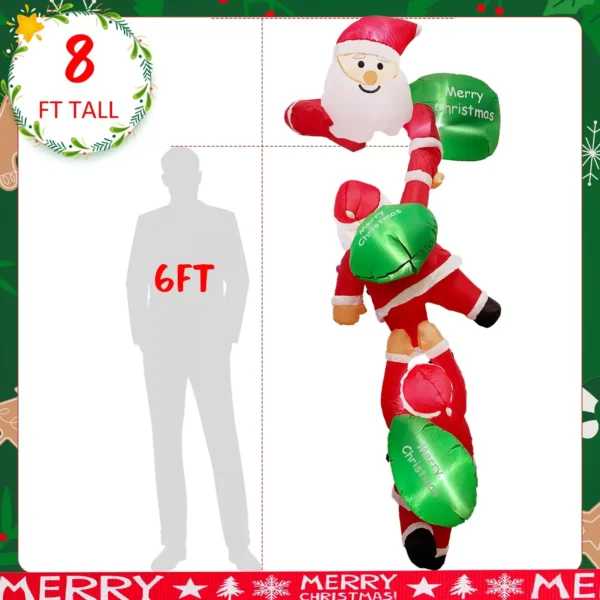 8FT LED Christmas Climbing Santas Inflatable - Image 5