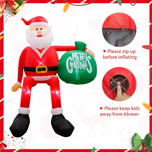 8FT LED Climbing Santa Christmas Inflatable Yard Decoration - Image 3