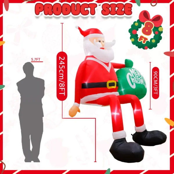 8FT LED Climbing Santa Christmas Inflatable Yard Decoration - Image 6