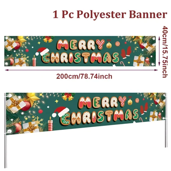 Festive Snowman & Santa Christmas Banner Backdrop - Image 6