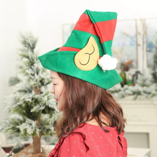 Red and Green Striped Christmas Elf Hat - Image 3