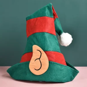 Red and Green Striped Christmas Elf Hat
