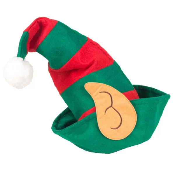 Red and Green Striped Christmas Elf Hat - Image 7