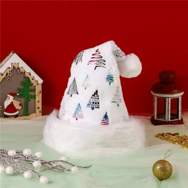 White Plush Christmas Hat - Image 3
