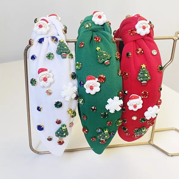 Christmas Red, Green, White Big Knot Headband - Image 4
