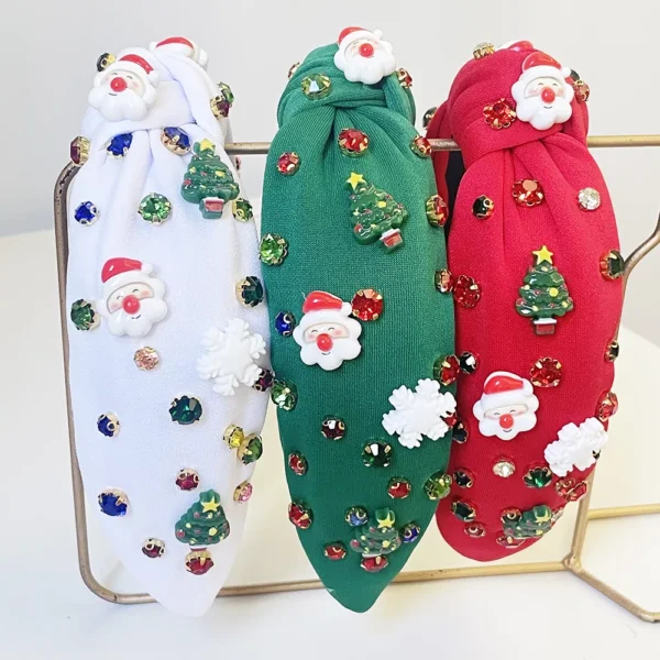 Christmas Red, Green, White Big Knot Headband - Image 2