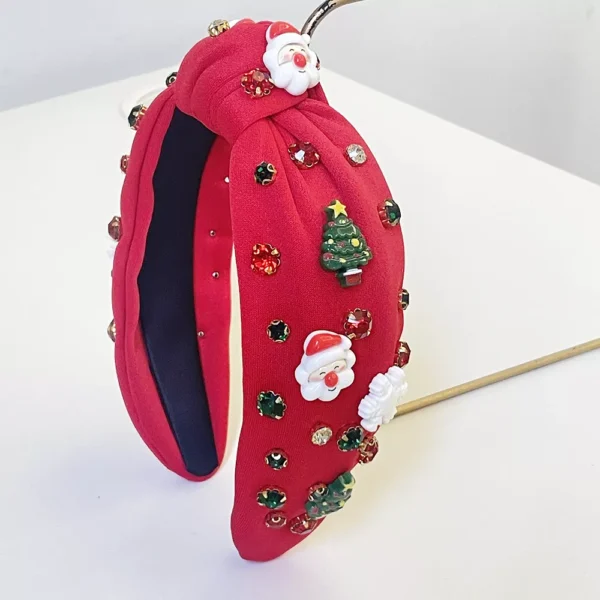 Christmas Red, Green, White Big Knot Headband - Image 6