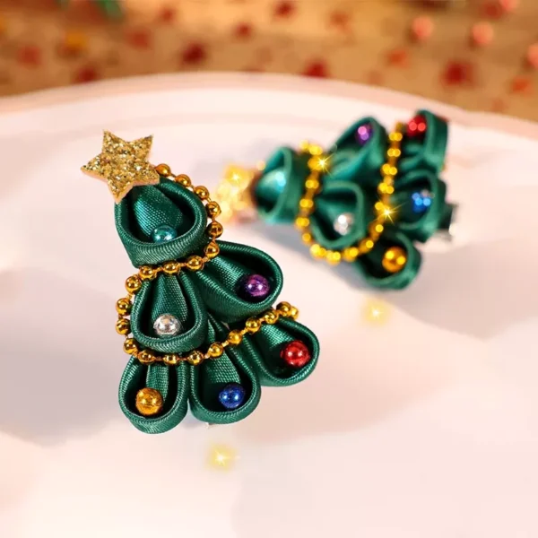 2PCS Christmas Elk & Tree Hairpins with Rhinestones - Image 2