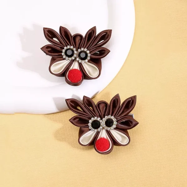 2PCS Christmas Elk & Tree Hairpins with Rhinestones - Image 4