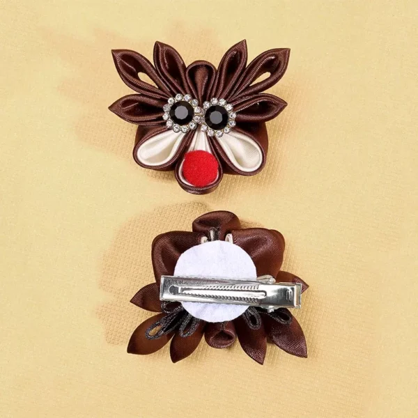 2PCS Christmas Elk & Tree Hairpins with Rhinestones - Image 5