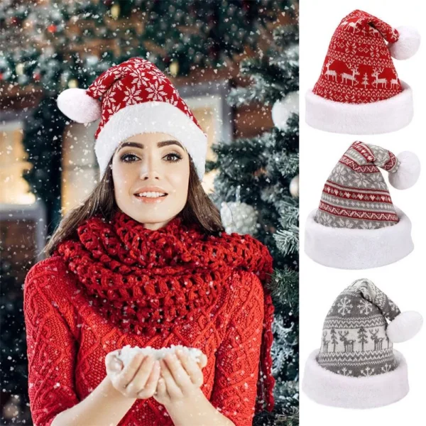 Festive Snowflake Elk Christmas Hat - Image 3