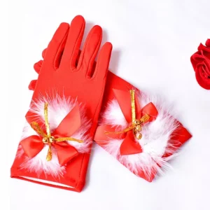 Santa Claus Red Festive Gloves with White Fur