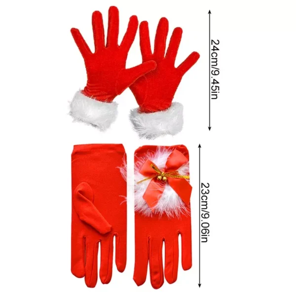 Santa Claus Red Festive Gloves with White Fur - Image 6