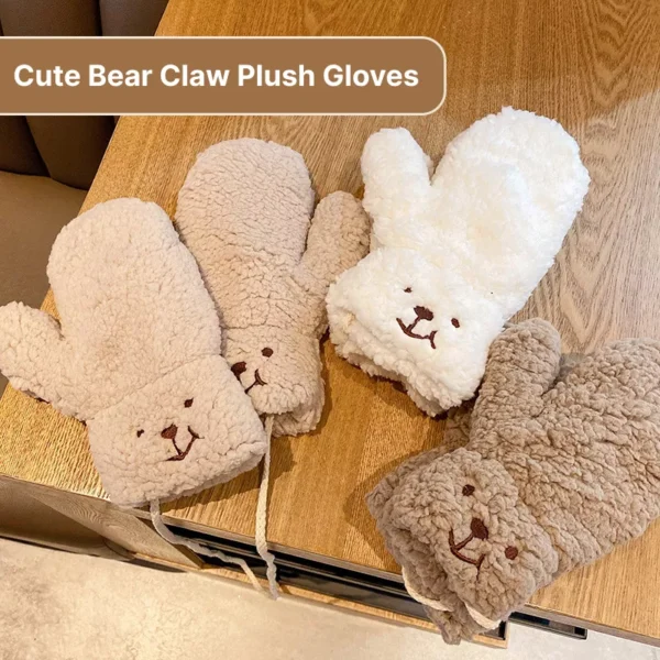 Cute Bear Claw Plush Gloves - Image 2