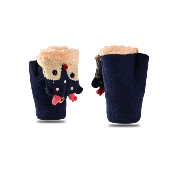 Christmas Cartoon Elk Plush Fingerless Gloves for Kids - Image 6