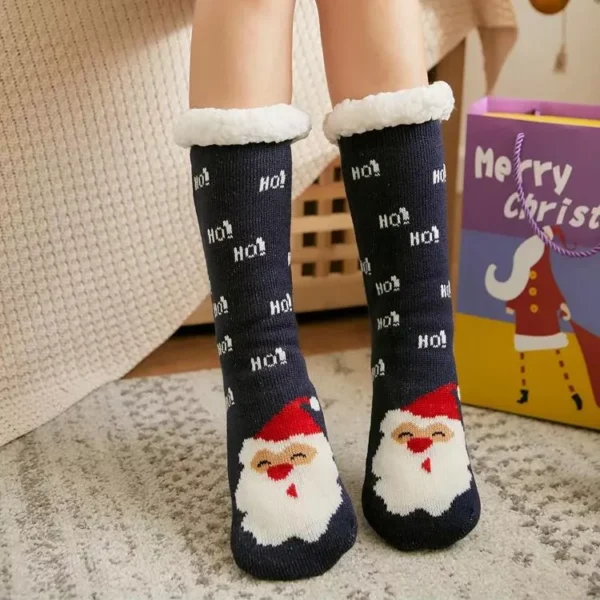 Women’s Fuzzy Sheep Christmas Slipper Socks with Non-Slip Grip - Image 5