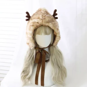 Cozy Winter Hat with Antler Earmuffs for Women