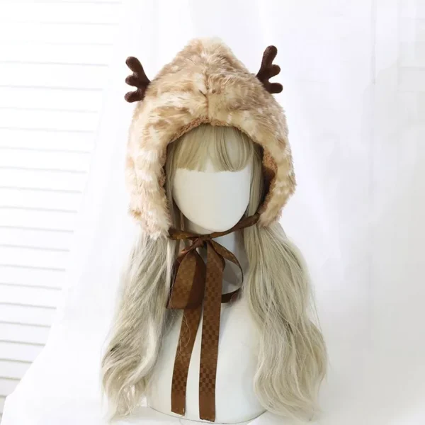 Cozy Winter Hat with Antler Earmuffs for Women - Image 4