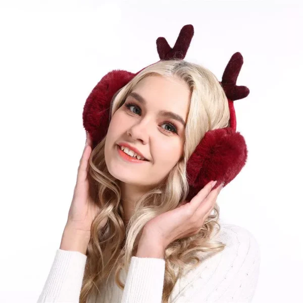 Christmas Deer Antler Earmuffs for Women and Teens - Image 3