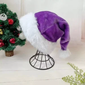 Festive Long Plush Christmas Hat for Adults and Kids
