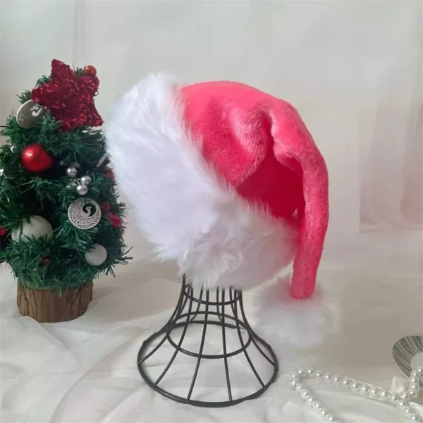 Festive Long Plush Christmas Hat for Adults and Kids - Image 7