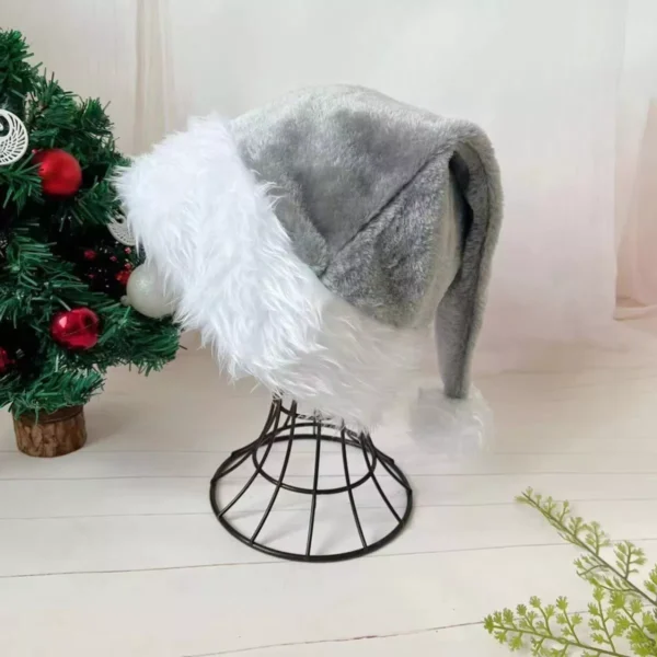 Festive Long Plush Christmas Hat for Adults and Kids - Image 3