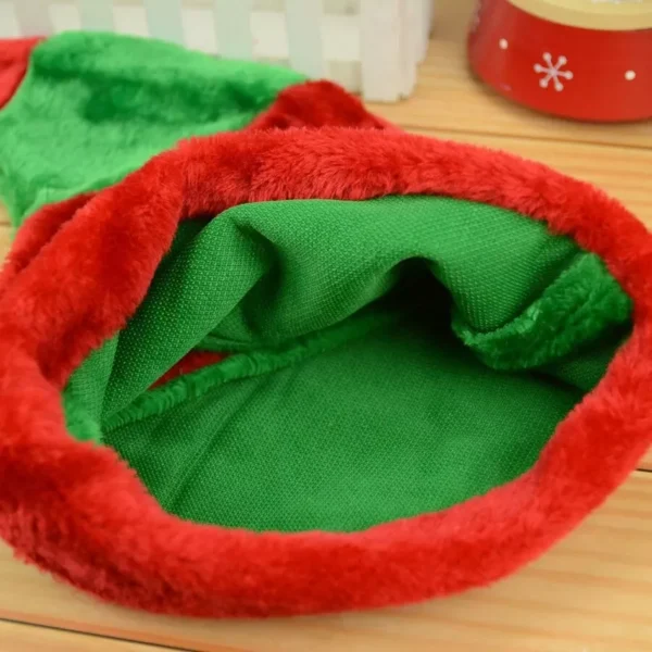 Red and Green Striped Plush Elf Hat - Image 3