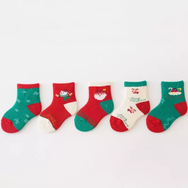 5 Pairs Baby Christmas Socks - Image 3