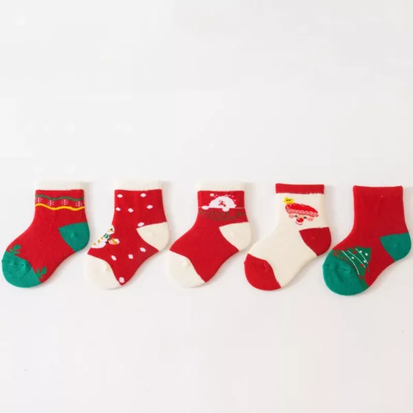 5 Pairs Baby Christmas Socks - Image 4