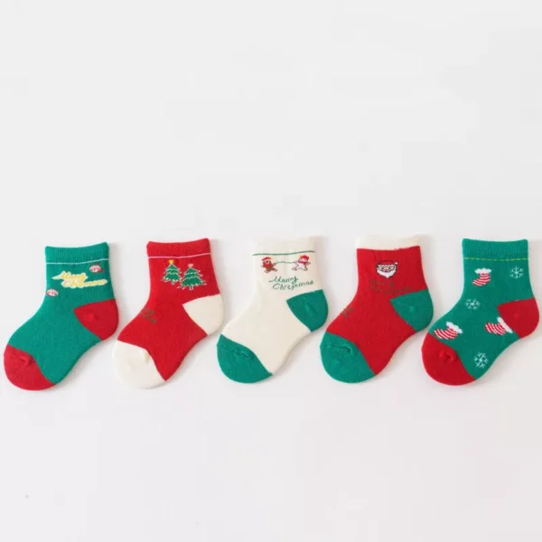 5 Pairs Baby Christmas Socks - Image 2