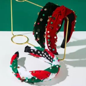 Christmas Pearl Rhinestone Twist Braid Headband