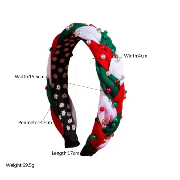 Christmas Pearl Rhinestone Twist Braid Headband - Image 6