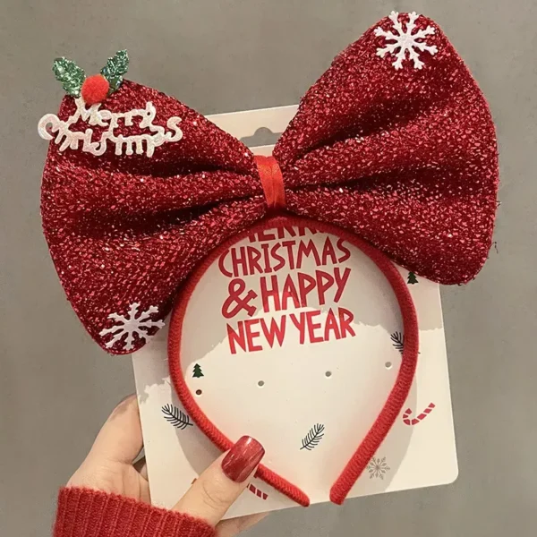 Kids Christmas Cartoon Elk Bow Headband - Image 3