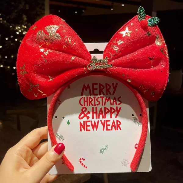 Kids Christmas Cartoon Elk Bow Headband - Image 4
