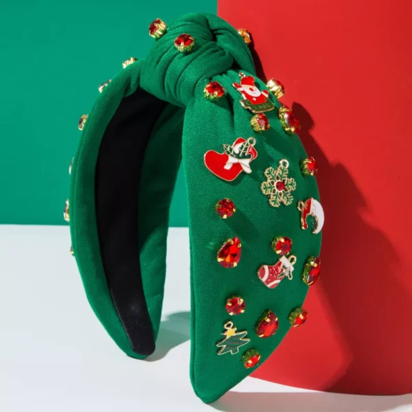 Christmas Red Green Boots Bell Knot Hairband Headband - Image 5