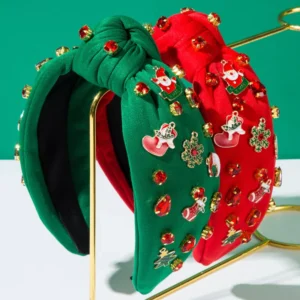 Christmas Red Green Boots Bell Knot Hairband Headband