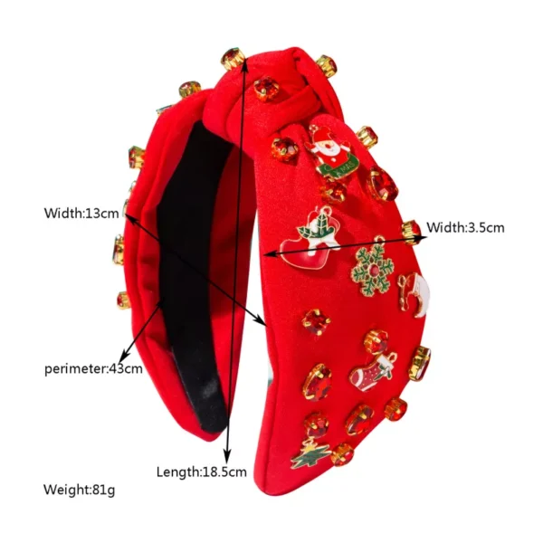Christmas Red Green Boots Bell Knot Hairband Headband - Image 6