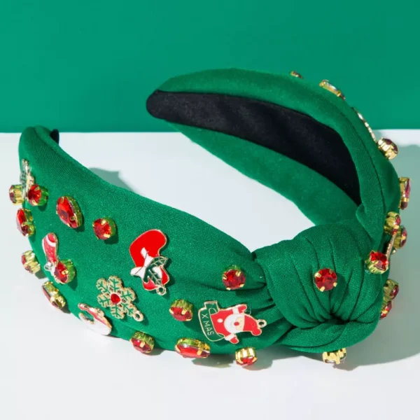 Christmas Red Green Boots Bell Knot Hairband Headband - Image 4