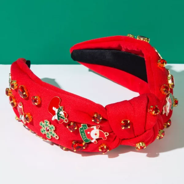 Christmas Red Green Boots Bell Knot Hairband Headband - Image 3