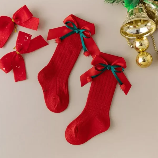 Little Girls Sweet Bow Knee High Socks - Image 3